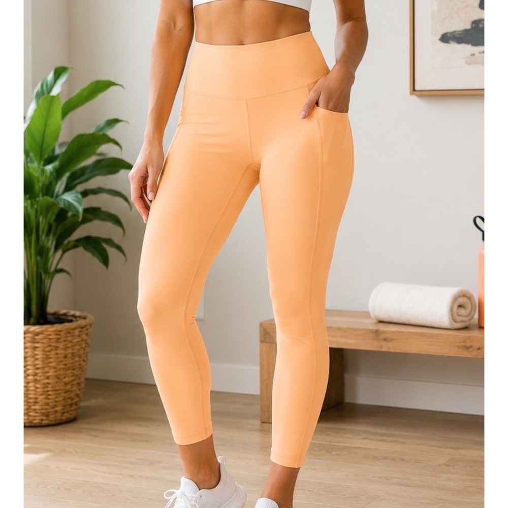 All In Motion Super Flex Peach High Rise 7/8 Leggings Womens M Pocketed NWT